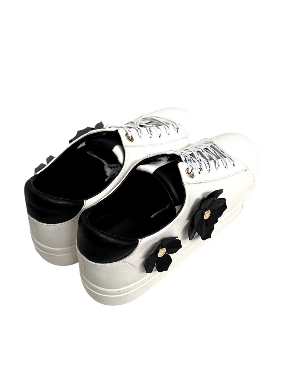 Karl Lagerfeld Paris White Floral Embellished Platform Sneakers NWOB Sz 8.5 - Picture 3 of 5